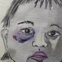 Infant with Purple Eye watercolor on paper